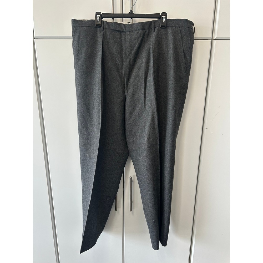 Vintage 1973 Military Issue Mens Dress Trousers Charcoal Gray Wool Pants 43x31